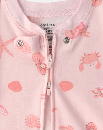 Baby Girl Seashell 100% Cotton Snug Fit 1-Piece pyjama - Pink, 