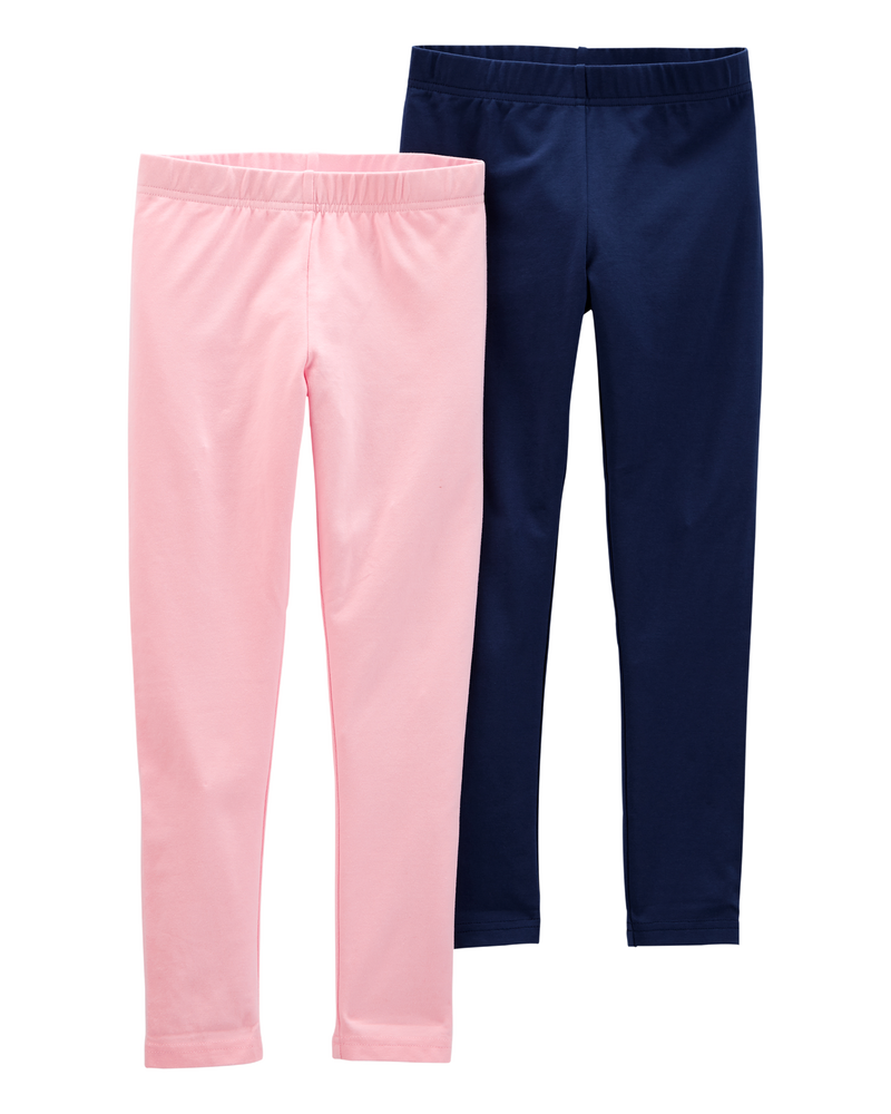 Enfant Emballage de 2 leggings rose et bleu marine pour filles , image 1 sur 4 diapositives