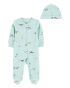 Baby 2-Piece Beach 2-Way Zip Sleeper Pyjamas - Blue, image 1 of 3 slides