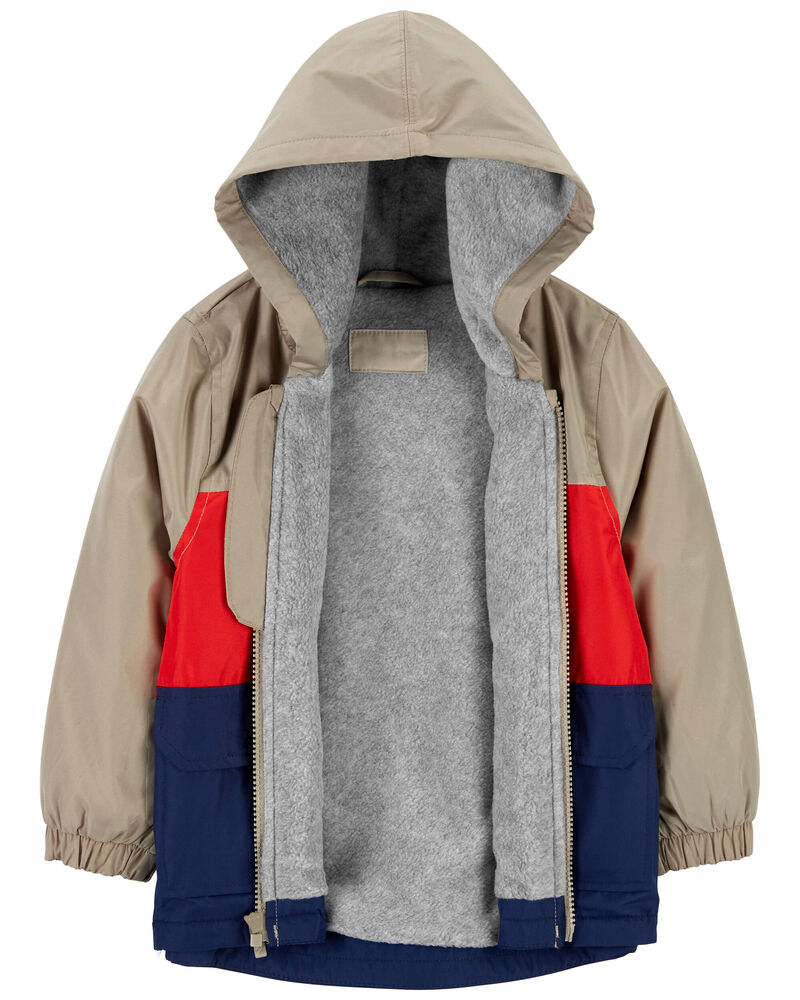 Toddler Fleece-Lined Colourblock Rain Jacket, image 2 of 3 slides