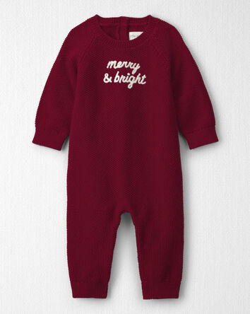 Baby Organic Cotton 'Merry & Bright' Sweater Knit Jumpsuit, 