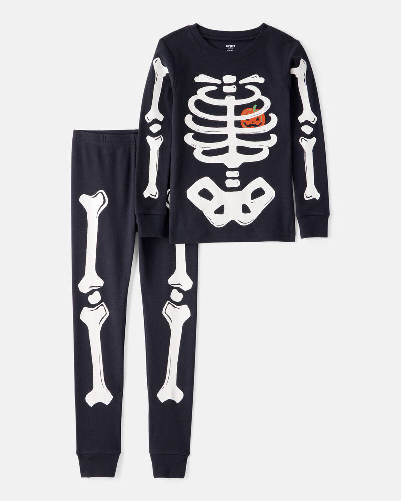 Kid 2-Piece Glow Halloween Skeleton 100% Snug Fit Cotton Pyjamas, image 1 of 4 slides