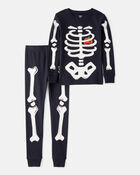 Kid 2-Piece Glow Halloween Skeleton 100% Snug Fit Cotton Pyjamas, image 1 of 4 slides