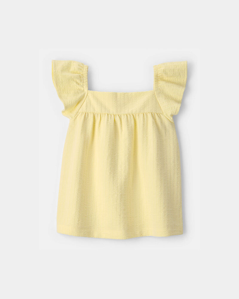 Toddler Girl Flutter-Sleeve Seersucker Top - Yellow, image 1 of 3 slides