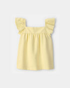 Toddler Girl Flutter-Sleeve Seersucker Top - Yellow, image 1 of 3 slides