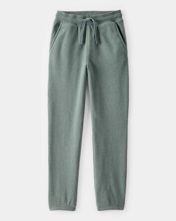 Boys Solid Fleece Drawstring Joggers - Green, 