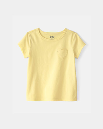 Tout-petit fille - Haut &agrave; poche en c&oelig;ur - Jaune, 