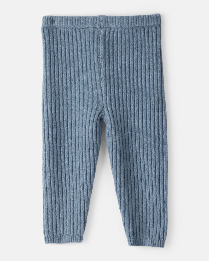 Baby Girl Ribbed Sweater Knit Pants - Blue, image 2 of 4 slides