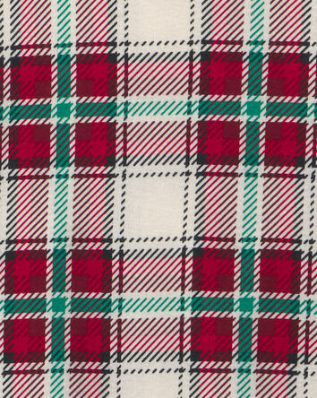 Kids 2-Piece Christmas Plaid 100% Cotton Snug Fit Pyjama Set - Red/Green, 