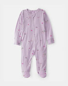 B&eacute;b&eacute; fille - Grenouill&egrave;re PurelySoft &agrave; fermeture &agrave; glissi&egrave;re 2 sens, conte de f&eacute;es - Mauve, image 1 sur 5 diapositives