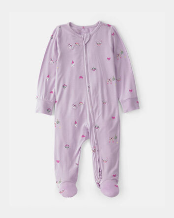 B&eacute;b&eacute; fille - Grenouill&egrave;re PurelySoft &agrave; fermeture &agrave; glissi&egrave;re 2 sens, conte de f&eacute;es - Mauve, 