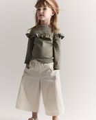 Toddler Girl Mock Neck Ruffle Top - Olive, image 3 of 7 slides