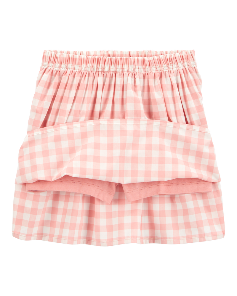 Kid 2-Piece Gingham Skort Outfit Set - Pink, image 2 of 4 slides
