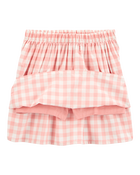 Kid 2-Piece Gingham Skort Outfit Set - Pink, image 2 of 4 slides