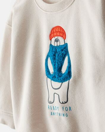 Baby Boy DayDream Fleece Bear Pullover Sweatshirt - Cream, 