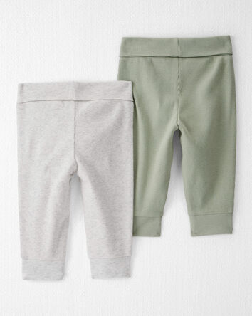Bébé fille - Emballage de 2 pantalons de jogging en coton biologique Grow-With-Me, 