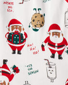 Kid Brown Santa Milk & Cookies 100% Cotton Long-Sleeve Snug Fit 2-Piece Pyjamas - White, image 2 of 3 slides