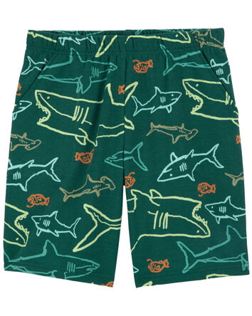 Short de pyjama à enfiler en molleton à motif de requin, 