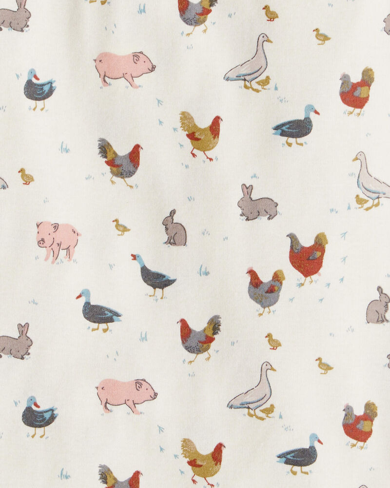 Kids 2-Piece Farm Animal Cotton Long-Sleeve Pyjamas - Cream , image 3 of 4 slides