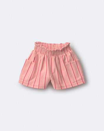 Toddler Girl Swing Short with Pockets in Stripes - Peach, 