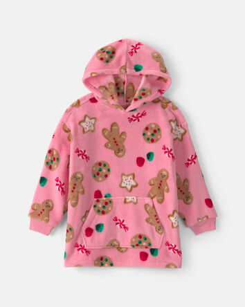 Girls Christmas Gingerbread Loose Fit Pyjama Hoodie - Pink, 