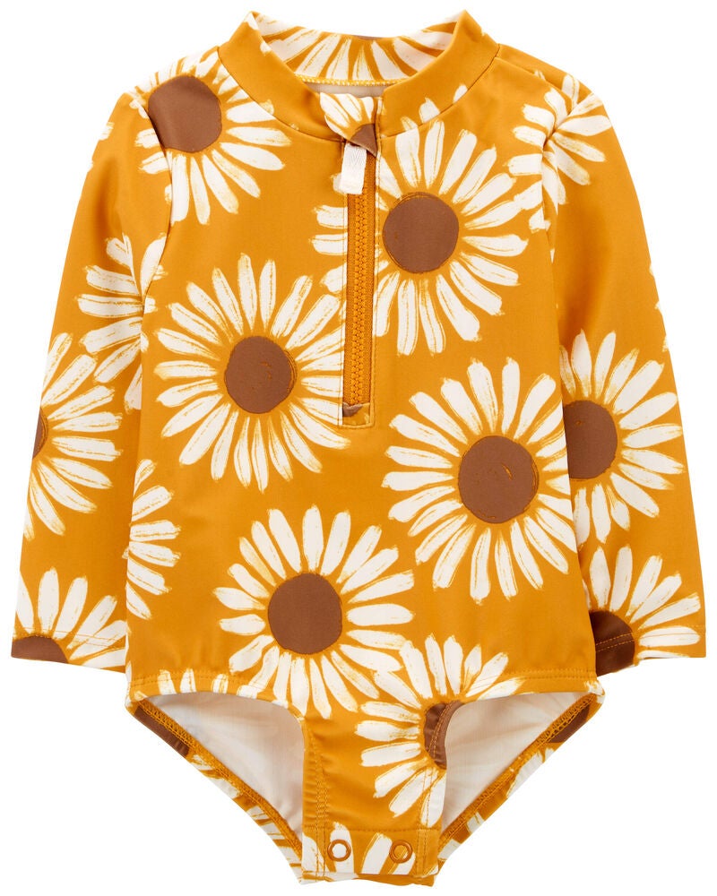 Baby Sunflower 1-Piece Half-Zip Rashguard, image 1 of 5 slides