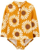 Baby Sunflower 1-Piece Half-Zip Rashguard, image 1 of 5 slides