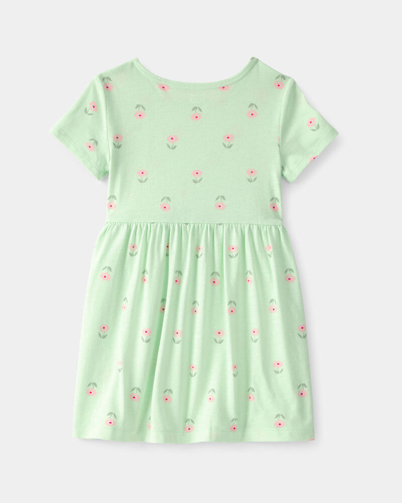 Tout-petit fille - Robe &agrave; manches courtes, floral &ndash; Vert, image 2 sur 3 diapositives