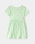 Tout-petit fille - Robe &agrave; manches courtes, floral &ndash; Vert, image 2 sur 3 diapositives