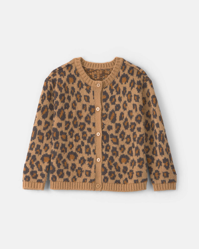 Toute-petite fille &ndash; Cardigan &agrave; motif l&eacute;opard &ndash; Brun, image 1 sur 2 diapositives