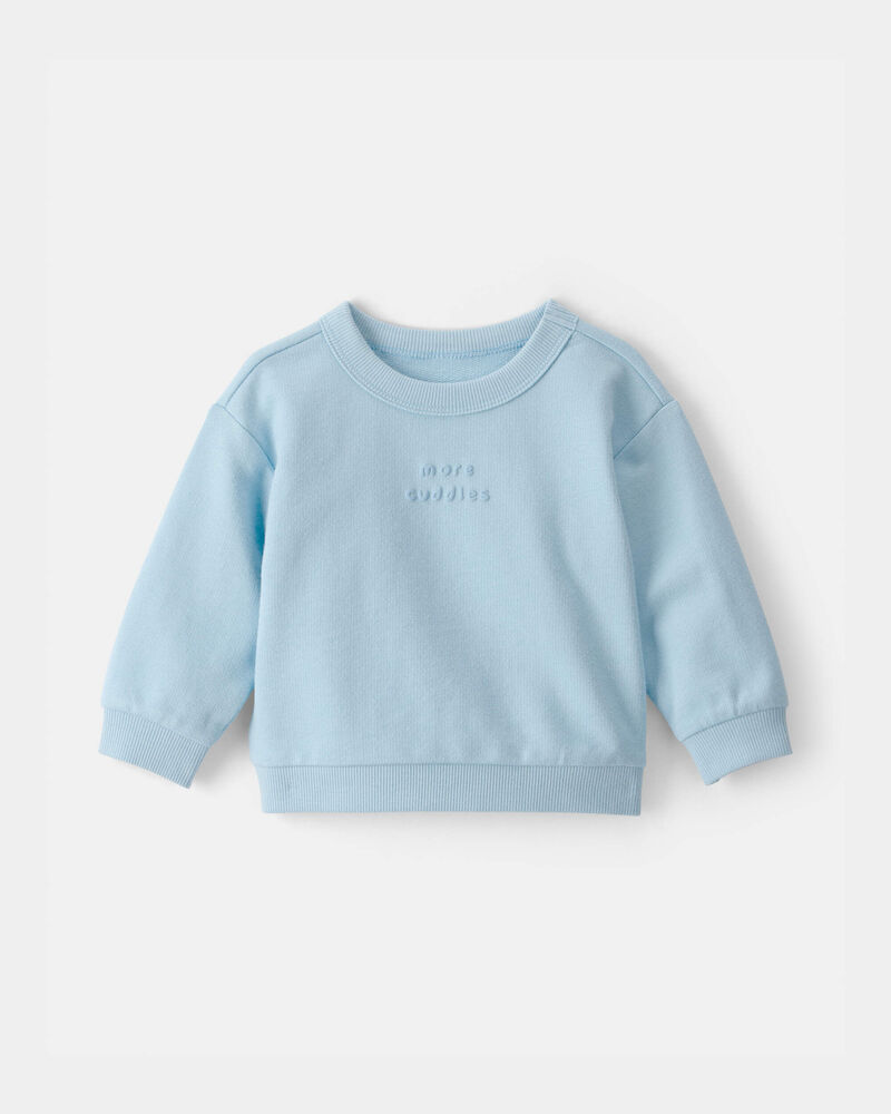 Baby 'More Cuddles' French Terry Pullover Sweatshirt - Blue, image 1 of 5 slides