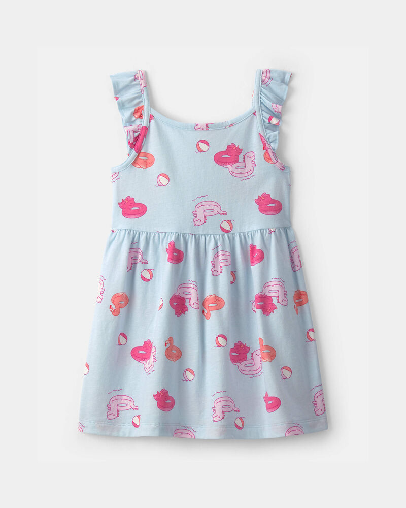 Toddler Girl Pool Floatie Sleeveless Dress - Blue/Pink, image 1 of 4 slides