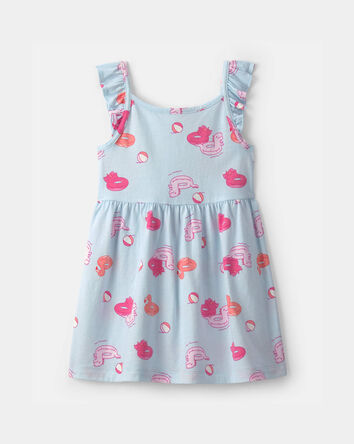 Toddler Girl Pool Floatie Sleeveless Dress - Blue/Pink, 