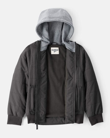 Garçons - Veste de style aviateur matelassée mi-épaisse à manches longues – Noir, 