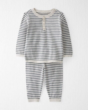 Baby Organic Cotton Sweater Knit Set in Stripes, 