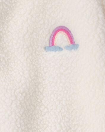 Toute-petite fille &ndash; Blouson en micromolleton teddy &agrave; fermeture &agrave; glissi&egrave;re et arc-en-ciel &ndash; Cr&egrave;me, 