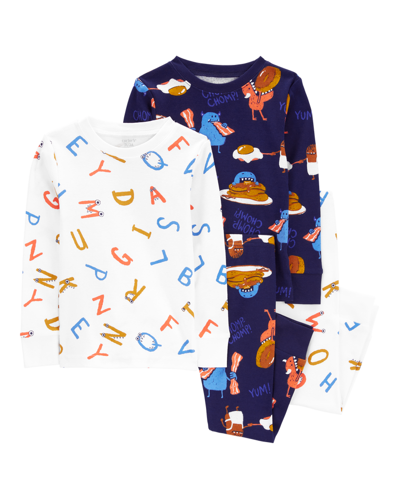 Toddler 4-Piece Monster 100% Snug Fit Cotton Pyjamas, image 1 of 4 slides