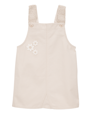 Enfant en bas âge Salopette courte en sergé à broderies de fleurs - Ivoire, 