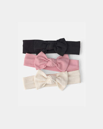 Baby Girl 3-Pack Solid Headbands, 