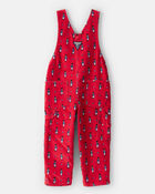 Toddler Nutcracker Print Corduroy Overalls - Red, image 3 of 5 slides