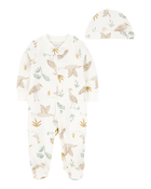 Baby 2-Piece 2-Way Zip Sleeper & Headwrap Set, image 1 of 3 slides