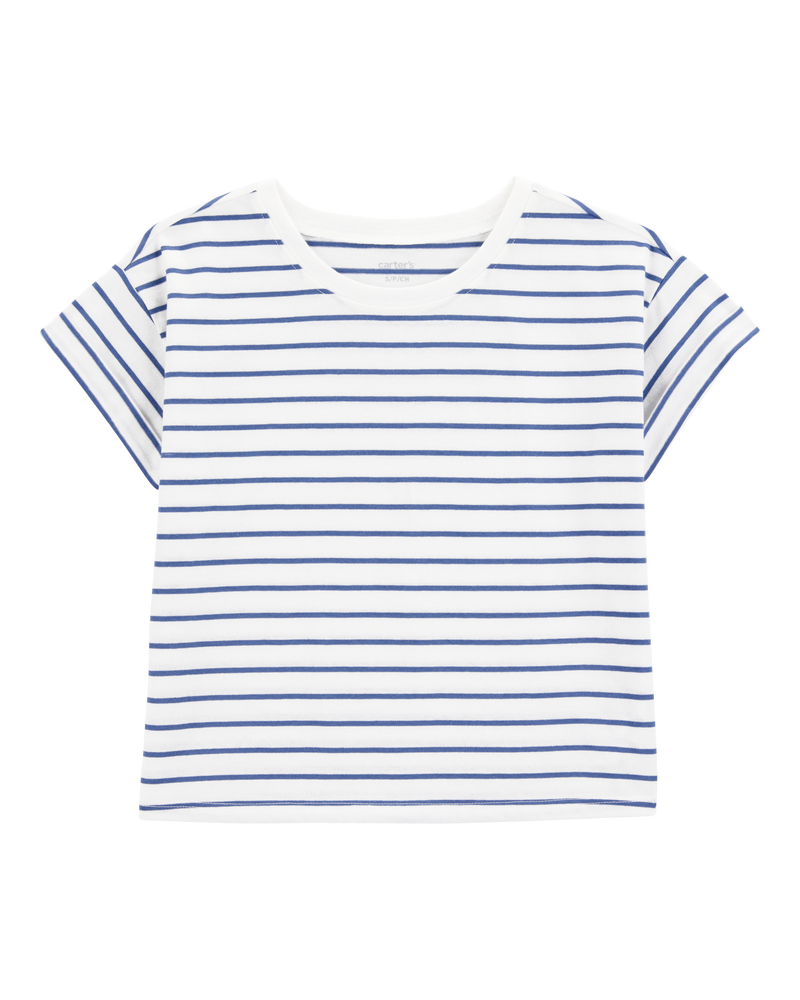 Enfant Haut à manches courtes à rayures - Bleu marine, image 1 sur 3 diapositives