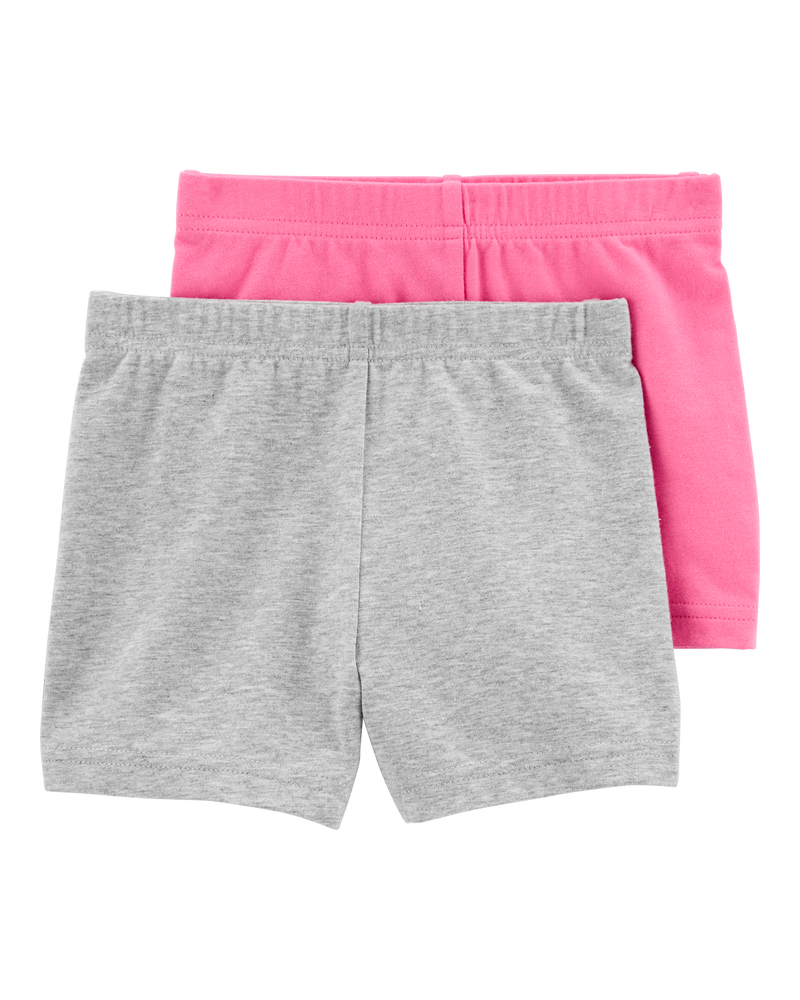 Toddler 2-Pack Pink/Grey Bike Shorts, image 1 of 1 slides