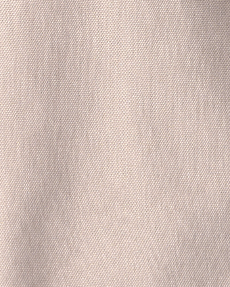 Baby Girl Solid Canvas Sleeveless Romper - Beige, image 2 of 3 slides