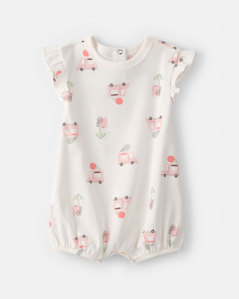 Baby Girl Sunshine Short-Sleeve Romper - Yellow, image 1 of 3 slides