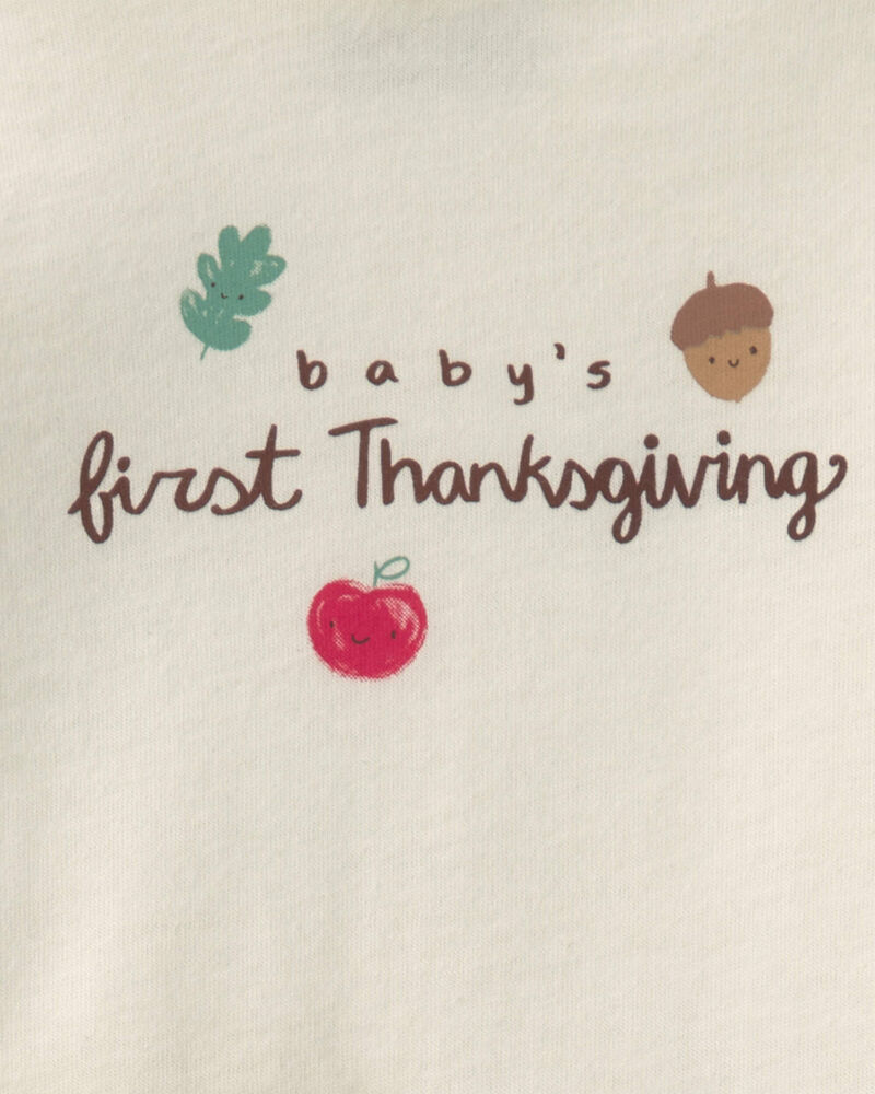B&eacute;b&eacute; - Ensemble 2 pi&egrave;ces haut &laquo;Baby's First Thanksgiving&raquo; et pantalon  &ndash; Brun/Cr&egrave;me, image 2 sur 3 diapositives