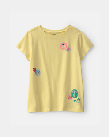 Girls Fruit Sticker Graphic Tee - Yellow, 