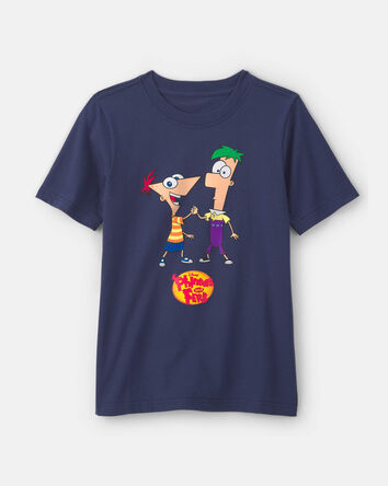Jeune - T-shirt &agrave; imprim&eacute; Phineas et Ferb - Bleu marine, 