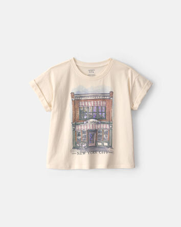 Girls 'New York City' Graphic Tee - Cream, 