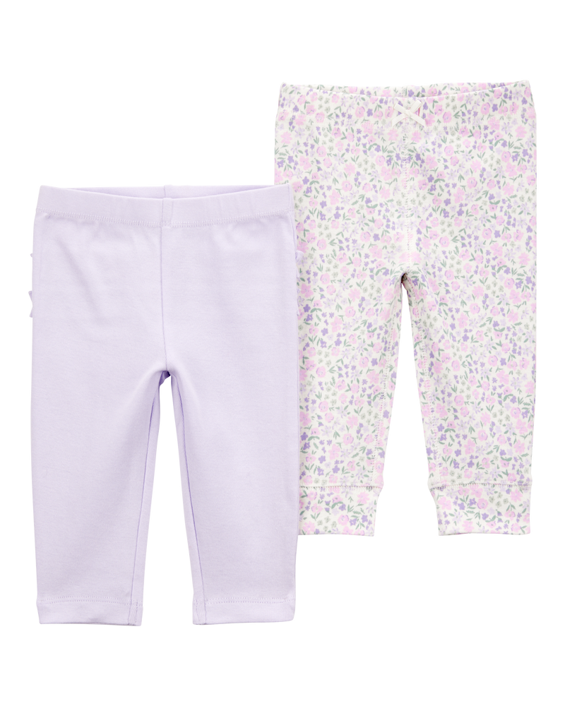 Bébé Emballage de 2 pantalons à fleurs, image 1 sur 5 diapositives